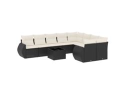 Maison Exclusive - Set De Sofás De Jardín 10 Pzas Cojines Ratán Sintético Negro