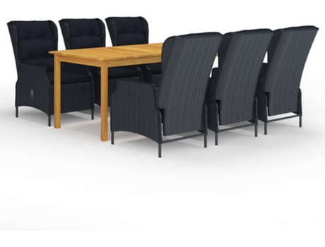 Conjunto 7 de comedor para jardín de VIDAXL gris oscuro
