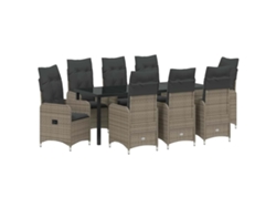 Maison Exclusive - Conjunto De Comedor De Jardín 9 Pcs Gris Ratán Sintético