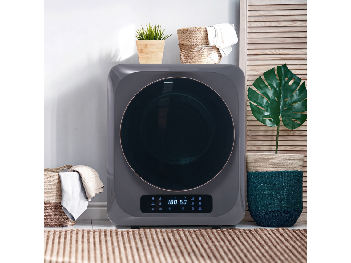 Secadora de ventilador de 3 kg, 850 W, acero inoxidable, 6 programas, protección contra sobrecalentamiento.