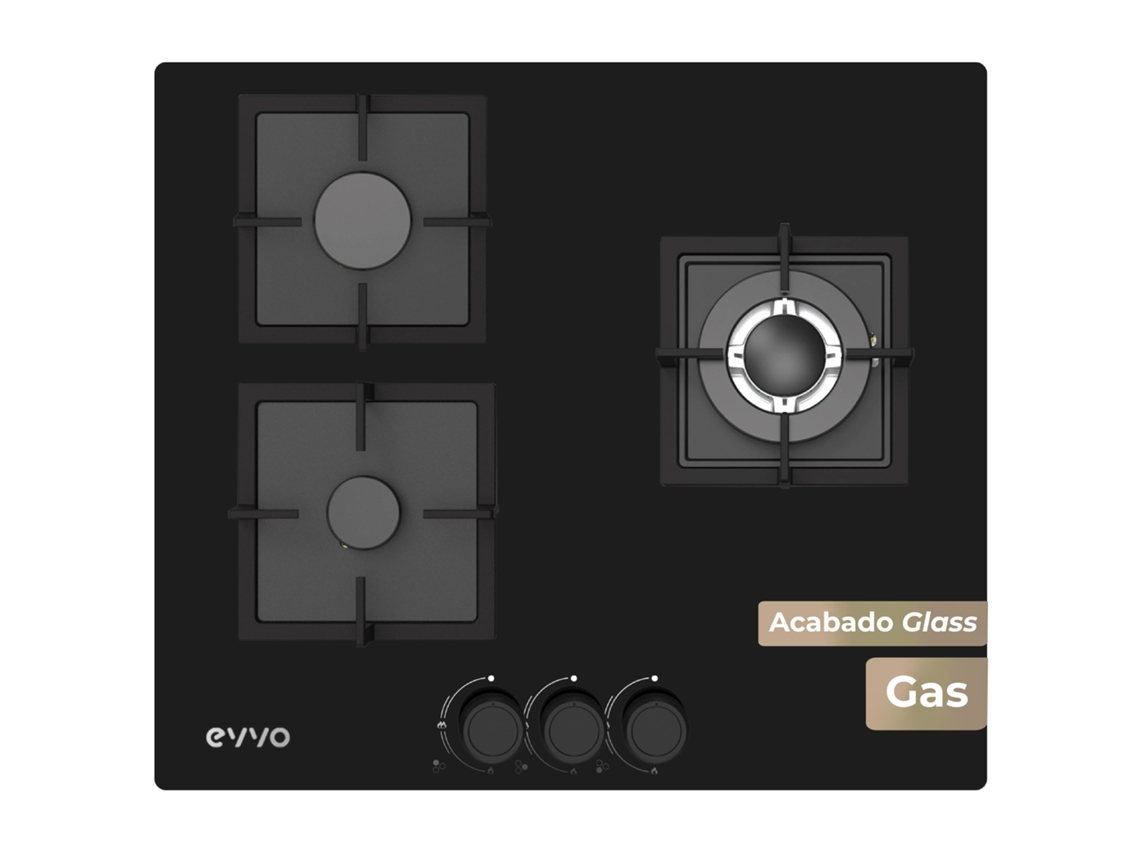 Chimenea de gas Evvo V65 con 3 quemadores, cristal templado, para gas natural y butano.