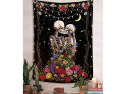Omni-tapiz De Pared Con Diseño De Esqueleto Humano Hippie Para Dormitorio Decoración 148*200cm