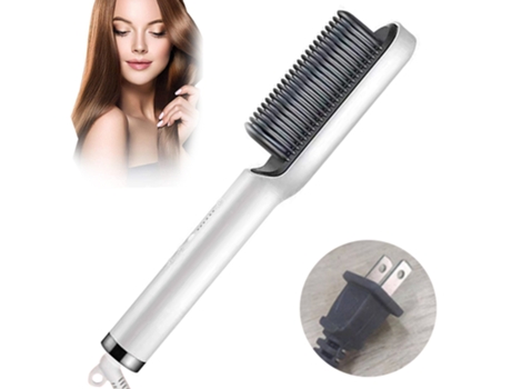 peine alisador de pelo iónico: cepillo alisador de pelo y plancha para un calor uniforme, ajustes de temperatura y pantalla LED, herramientas profe...