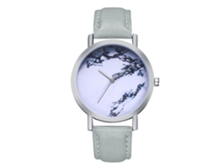 Reloj De Pulsera De Cuarzo Unisex Con Correa De Cuero Pu Zhoulianfa (gris)