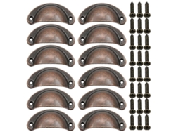 12 Manillas De Puerta De Concha, Manillas Retro De Bronce Rojo Para Muebles