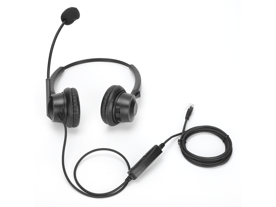 Fone De Ouvido Binaural Com Microfone Cancelamento De Ruído Controle De Volume Para Escritório Negócios