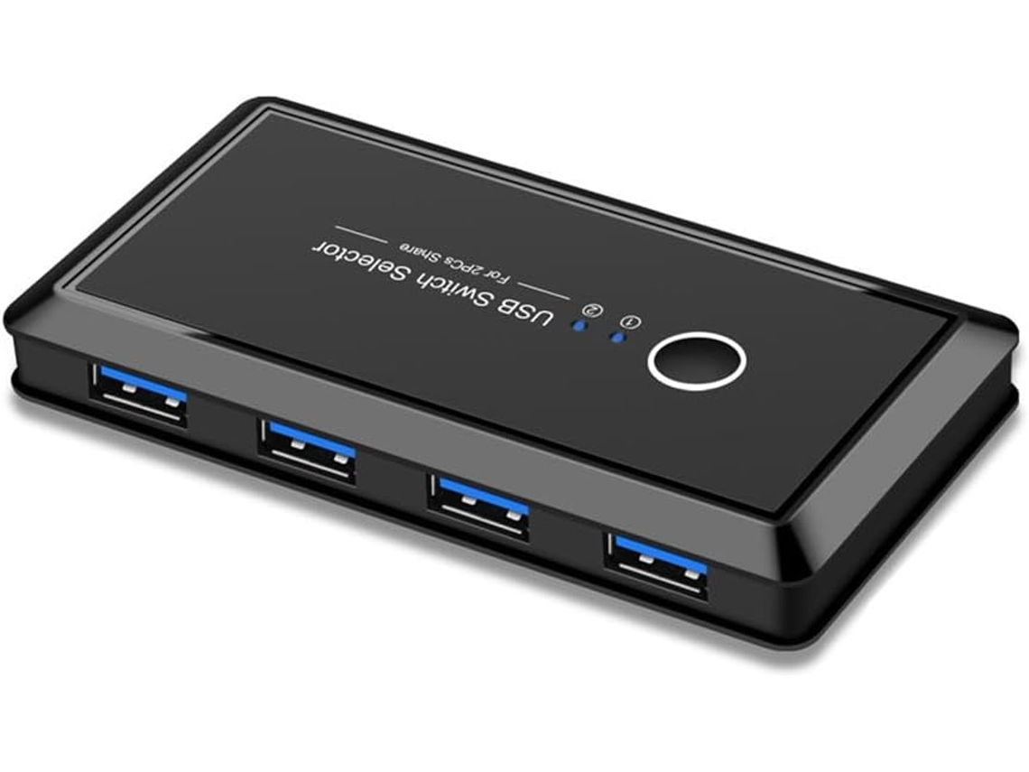 Conmutador Usb 3.0 Para Impresora Y Ordenador, Con 4 Salidas Compartidas Y Práctico Adaptador De 5,1 Cm.