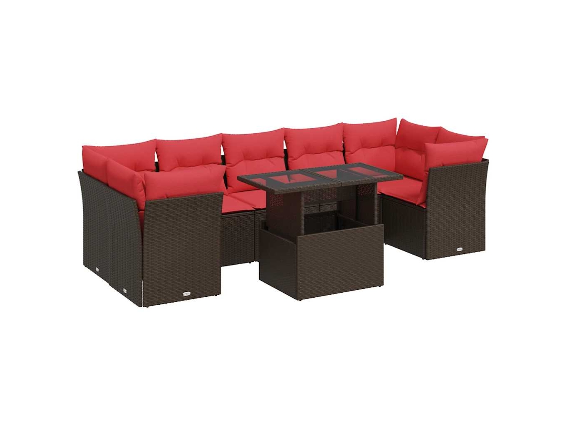 Conjunto de 8 sofás de jardín con cojines de mimbre/acacia marrón MAISON EXCLUSIVE (8 piezas)