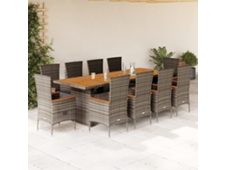 Juego de comedor de jardín de 11 piezas con cojines de mimbre gris de DKD Home Decor