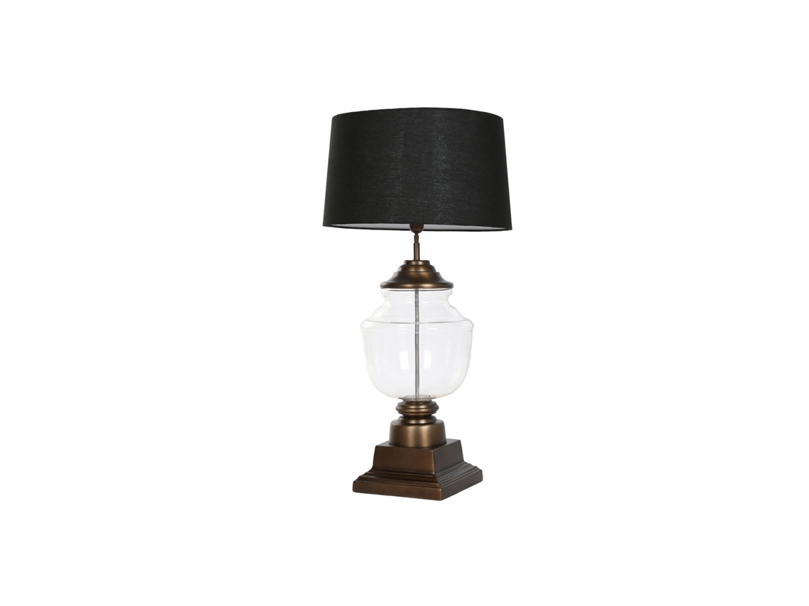 Lampara Sobremesa Acero Patinado Cristal 60x60x106cm