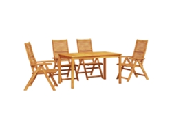 Juego de comedor rústico para jardín Vidaxl de 5 piezas, marrón, madera maciza de acacia