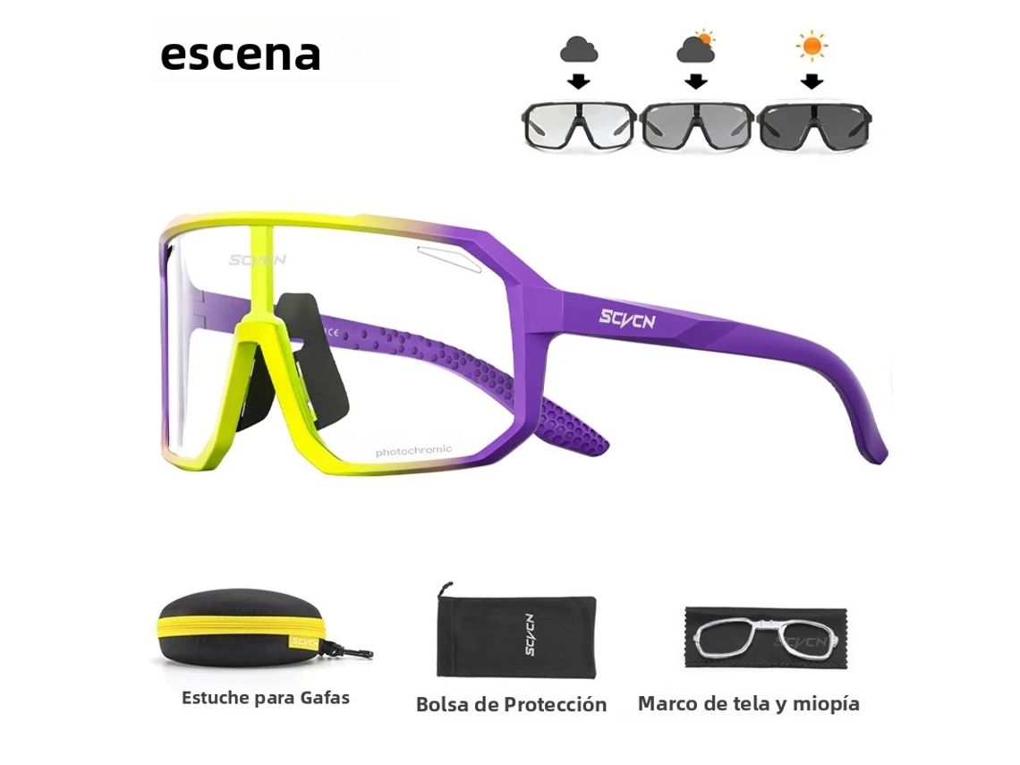 (modelo 4 Que Cambia De Color) Gafas De Ciclismo Unisex Que Cambian De Color, Con Estuche, Protección Uv400