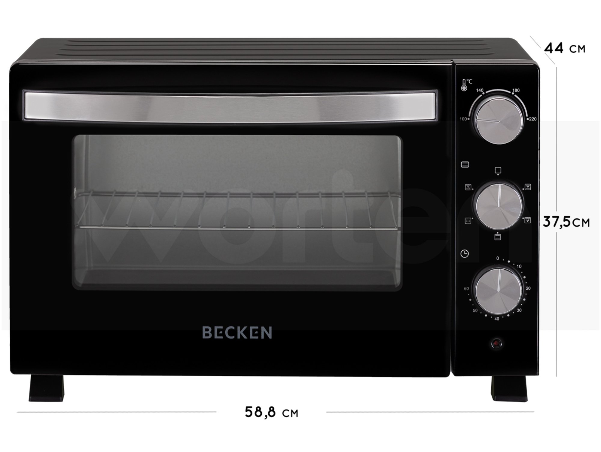 Becken Horno Eléctrico de Sobremesa, Capacidad 30L, 1500W, Temporizador 60  Min, Negro : : Hogar y cocina