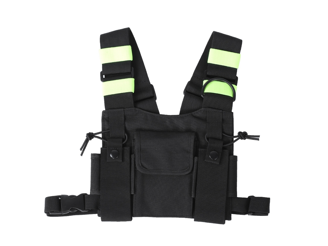 Arnés De Pecho Con Banda Reflectante Amarilla Y Funda Frontal Para Uv-5r/82/9r/xr