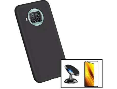 Kit Funda, Protector de Cristal Templado y Soporte Xiaomi Mi 10T Lite 5G Full Cover Negro