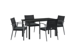Conjunto de comedor de jardín VidaXL de 5 piezas con cojines en ratán negro