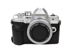 Estuche de cuero compatible con cámara Olympus OM DE M10 Mark IV, estuche inferior de cuero, batería fácil de reemplazar Facpoet