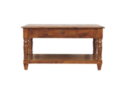 Mesa De Centro De Madera Maciza Con Patas Torneadas Castaño