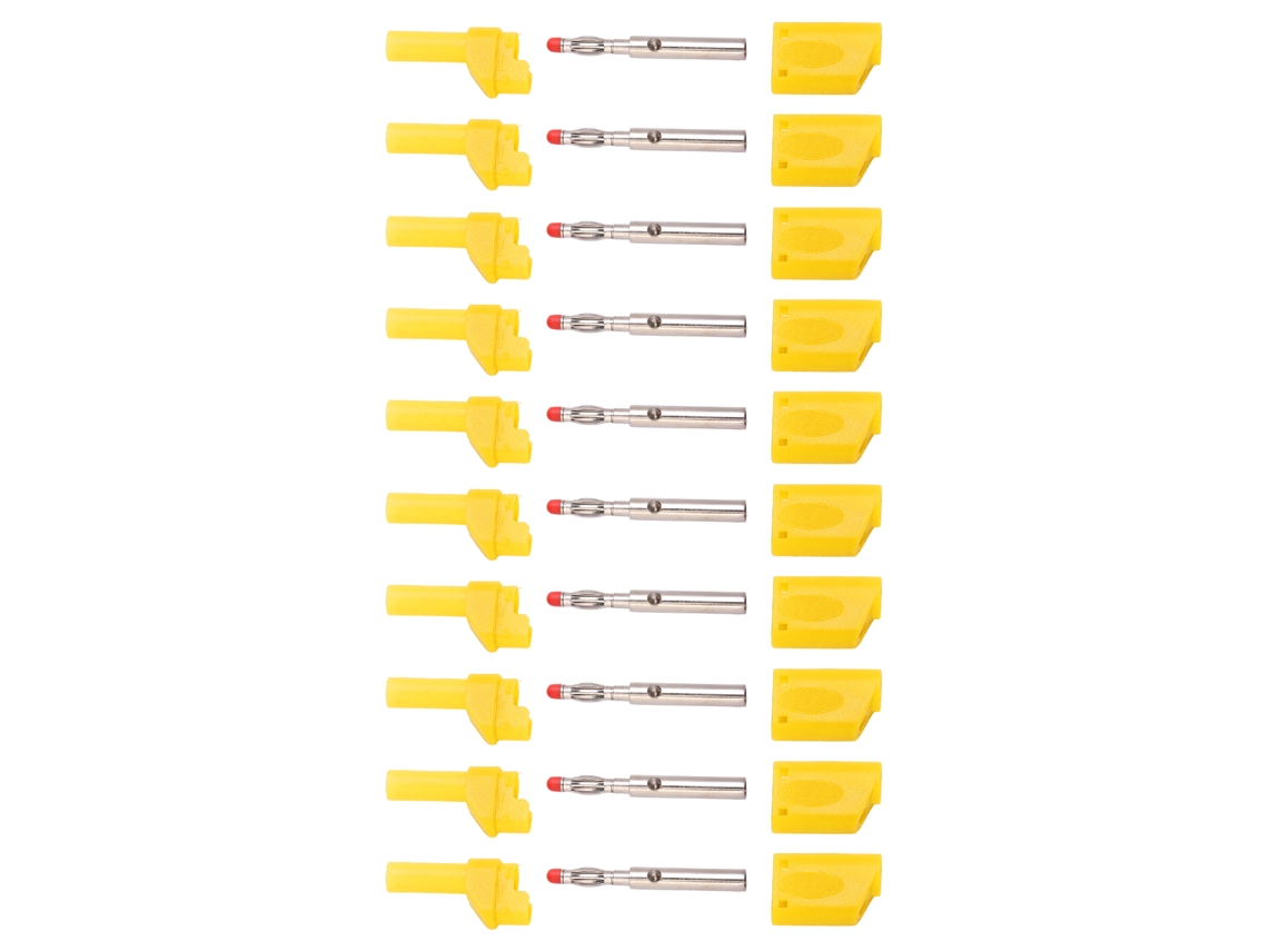 10pcs Conector Banana Aislado 4mm Plug Prueba Electrónica Amarillo