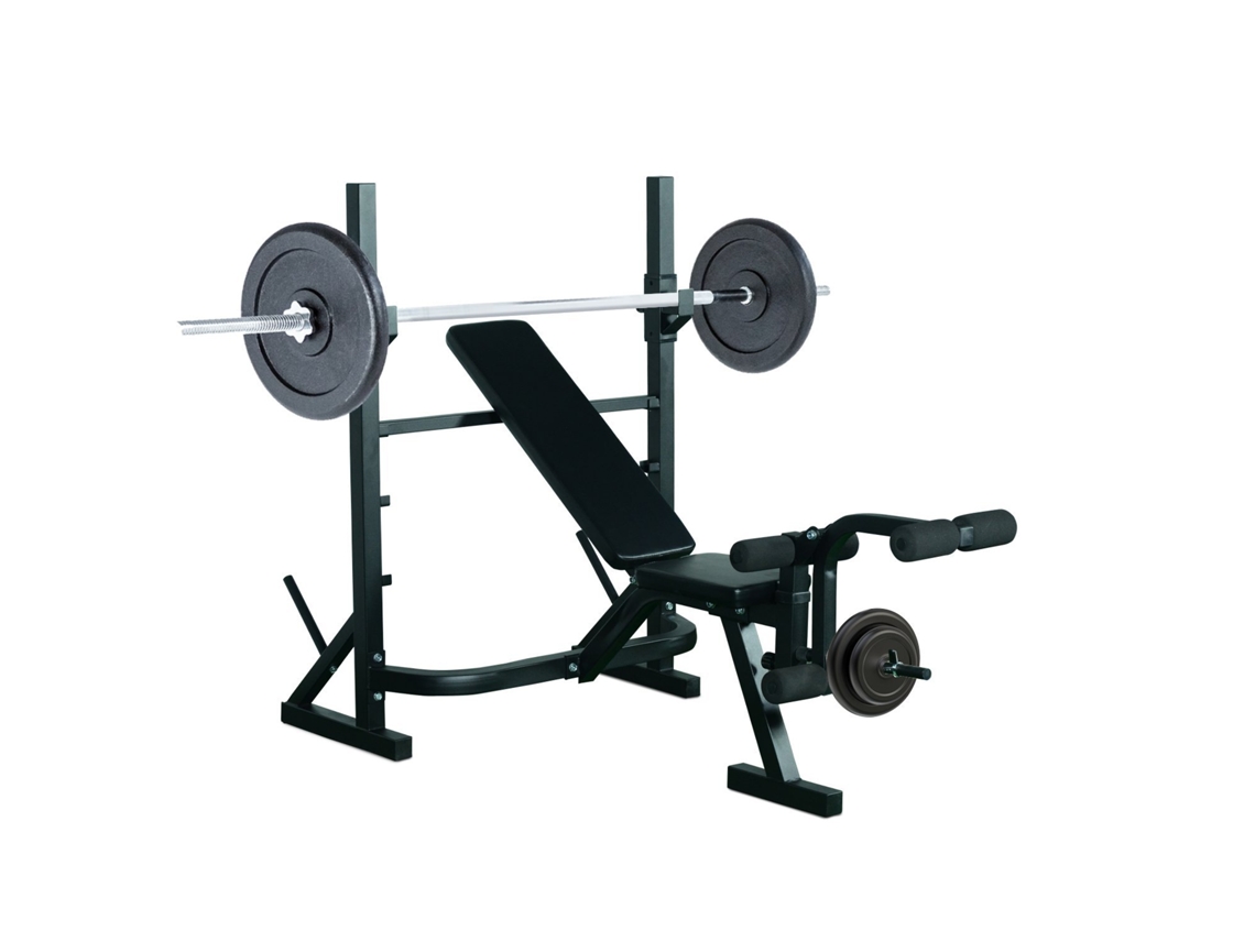 Banco Musculação Multifuncional Treino Força 3 Níveis Altura Ajustável 175x98x130cm Preto