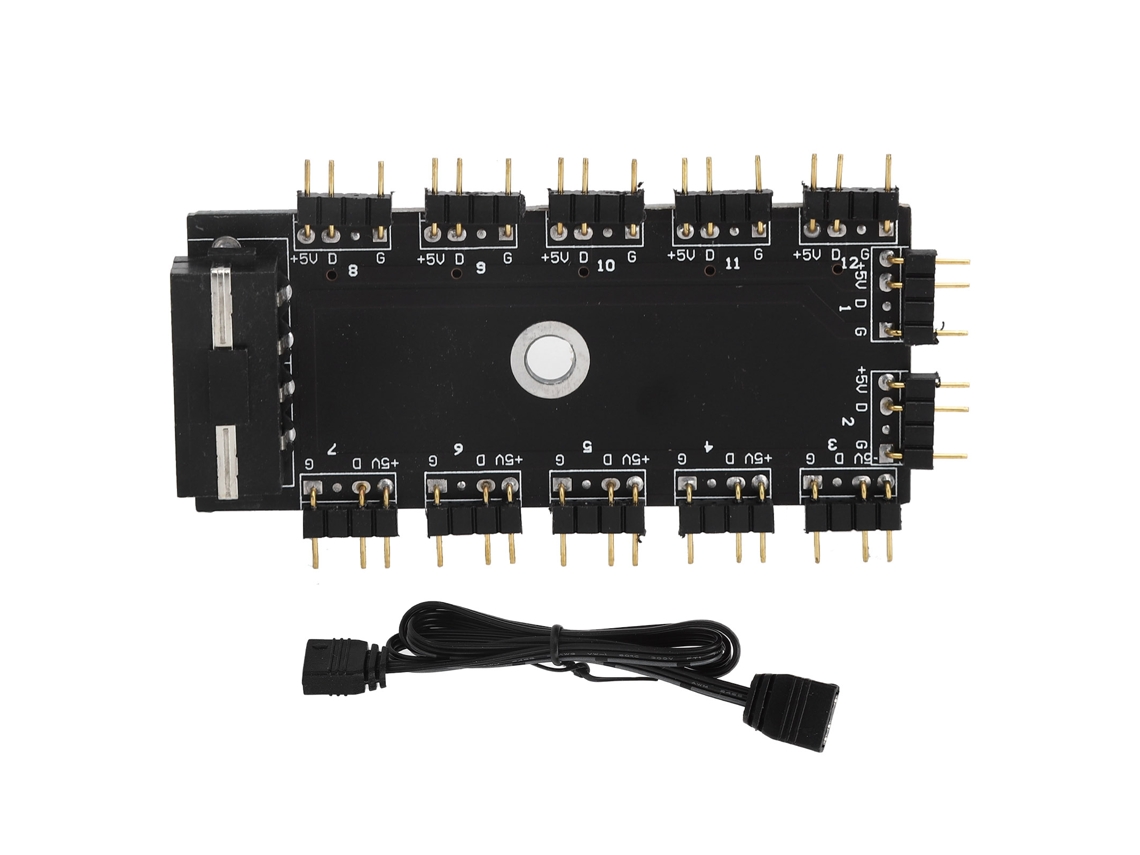 Hub Divisor De 11 Caminos Con Interfaz Argb 3pin Para Control De Led Rgb Luz Dourada