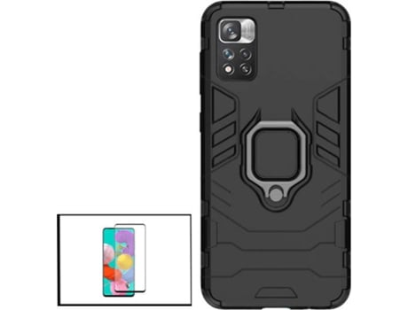 Kit Protector de Cristal Templado 5D Full Cover y Funda 3X1 Military Defender Xiaomi Redmi Note 11 Pro+ PHONECARE Negro