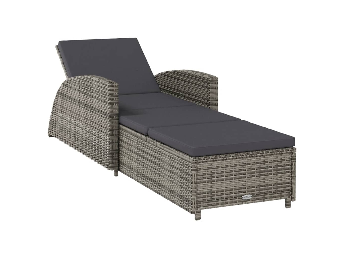 Maison Exclusive - Tumbona De Jardín Con Cojín De Ratán Sintético Gris Oscuro