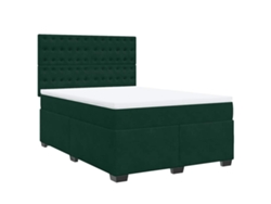 Maison Exclusive - Cama Box Spring Con Colchón Terciopelo Verde Oscuro 140x200 Cm