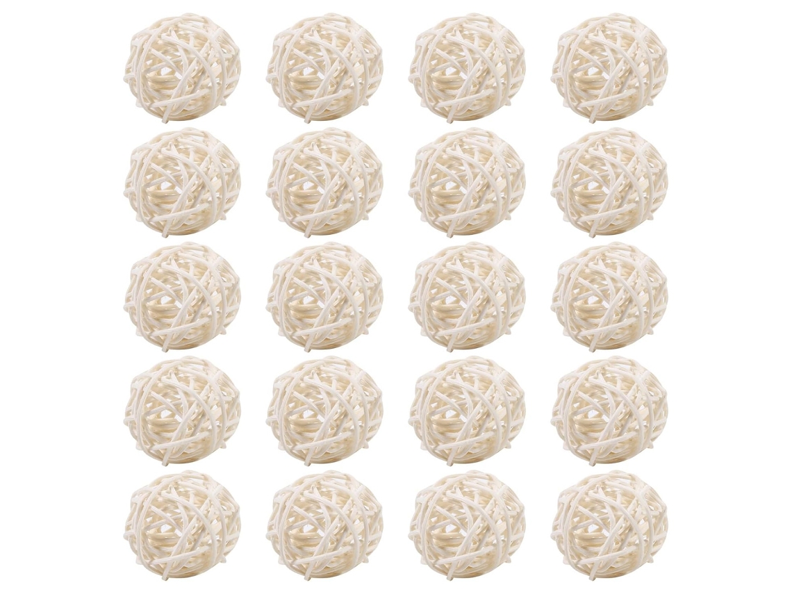 Bolas de ratán decorativas (20 unidades), decoración para bodas, Navidad, cumpleaños y fiestas (blancas)