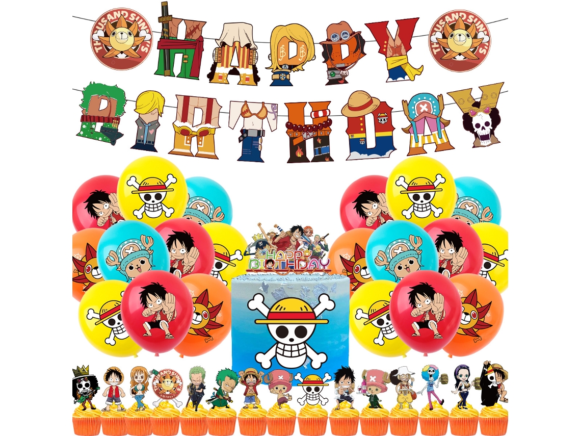 Conjunto de decoración con globos para fiesta de cumpleaños en solitario con temática de One Piece