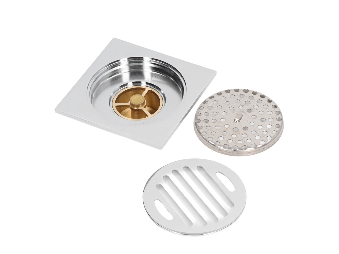 Desagüe de suelo para baño, acero inoxidable, tapa redonda, descarga grande