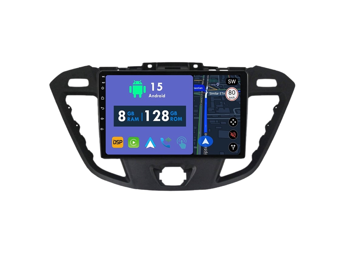 Coche Radio Android Auto Autoradio 8GB RAM 128G ROM CarPlay Navegación GPS Pantalla Táctil RoverOne para Ford Tourneo Custom 1 I Transit 2012 - 2021 