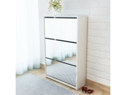 Zapatero Organizador con 3 Divisiones y Espejo 63X17X102,5 Cm Blanco