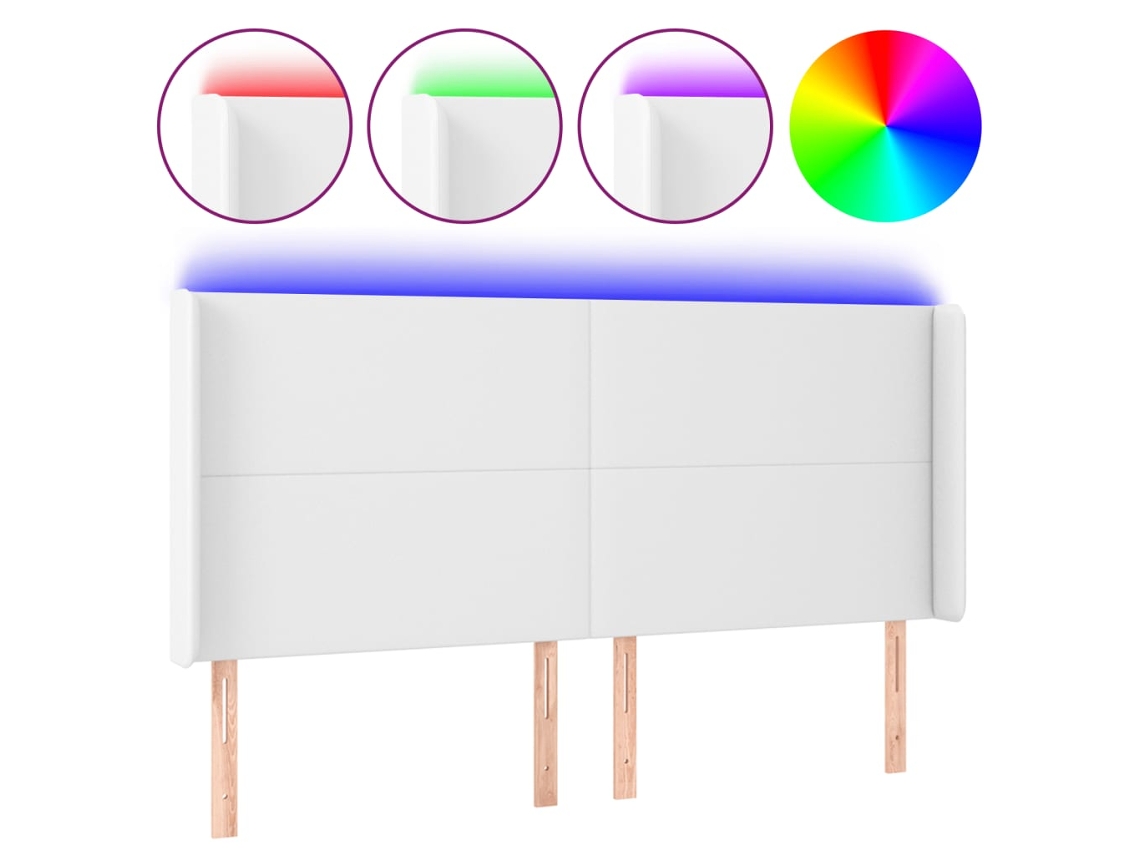 Maison Exclusive - Cabecero Con Led Cuero Sintético Blanco 183x16x118/128 Cm