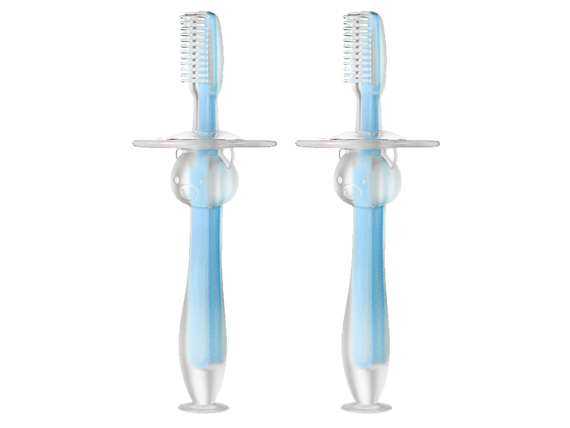 Cepillo de dientes para niños pequeños 2 cepillos de dientes de entrenamiento para niños pequeños (azul)