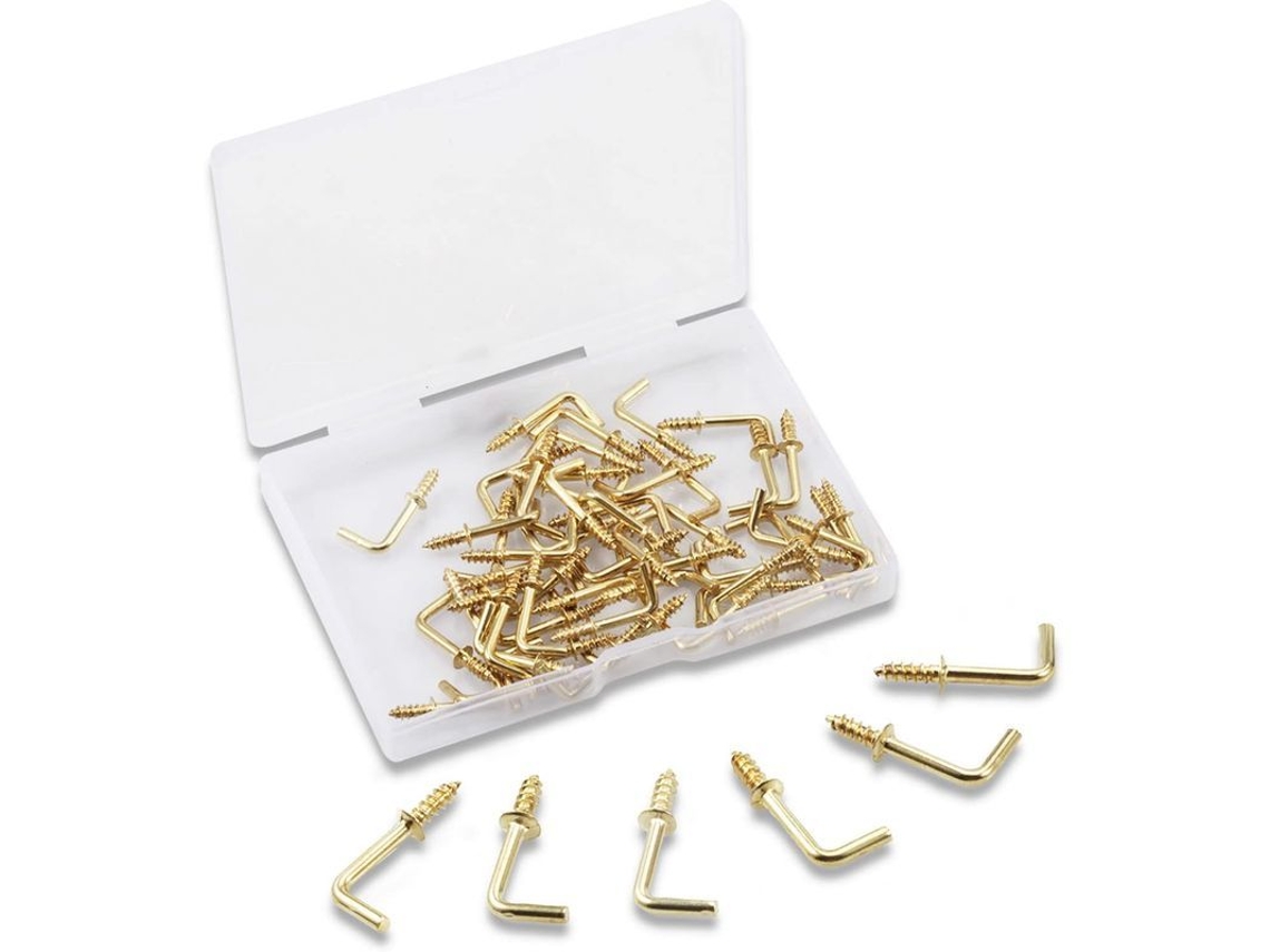 100 Ganchos De Tornillo En Ángulo Recto De 1,5 Cm, Ganchos En L, Accesorios Con Estuche De Almacenamiento.