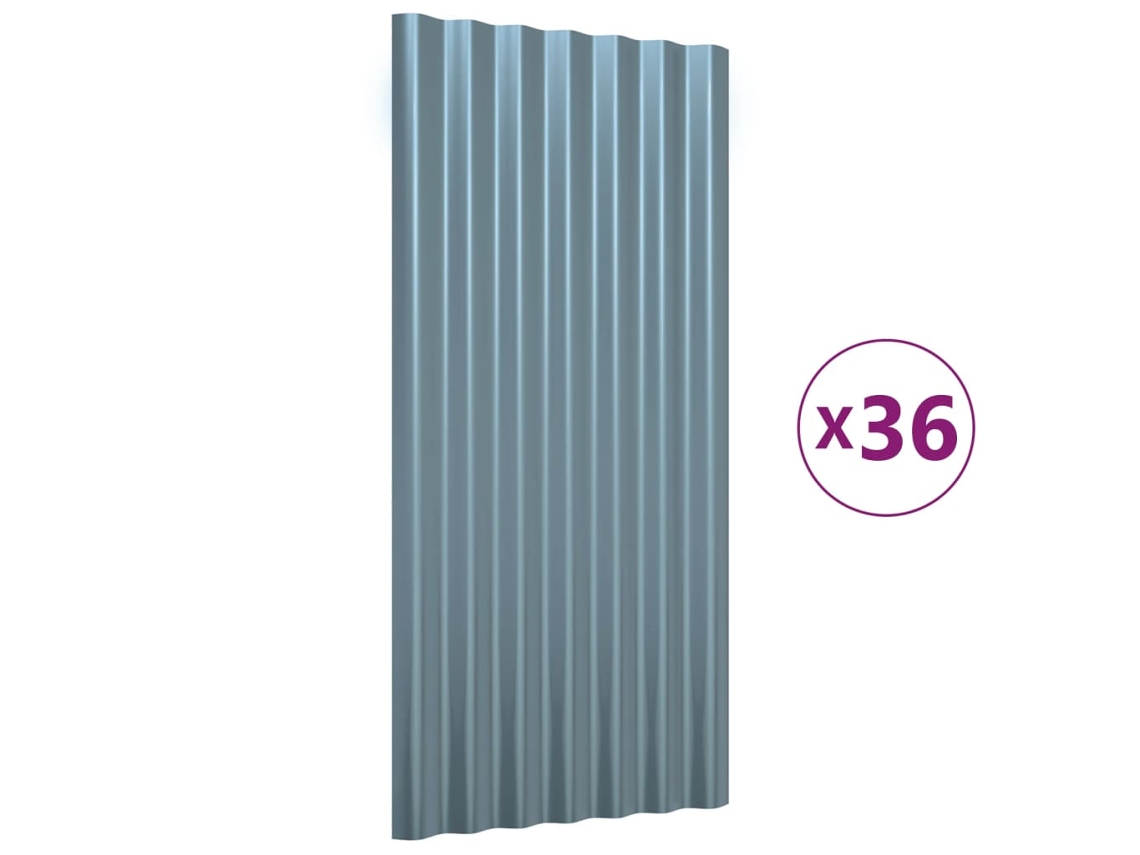 Conjunto 36 Panel de tejado VIDAXL Gris Acero