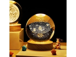 Lámpara de cristal 3D Galaxy con base de madera