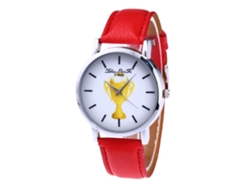 Reloj De Pulsera De Cuarzo Para Mujer, Estilo Sencillo, De Piel Sintética Con Esfera Redonda Roja.