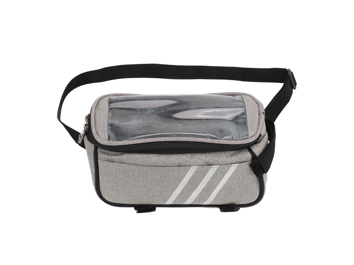 2026-bolsa Del Marco Delantera Para Teléfono De Bicicleta Gris 600d Tela Escamada Impermeable Con Gran Capacidad