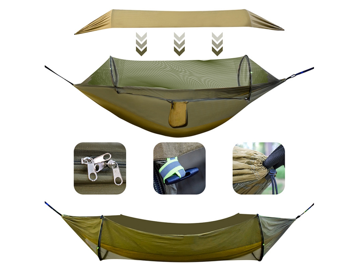 Hamaca Impermeable Para Acampar Con Mosquitera, Portátil Para Acampar Al Aire Libre Y Practicar Senderismo.
