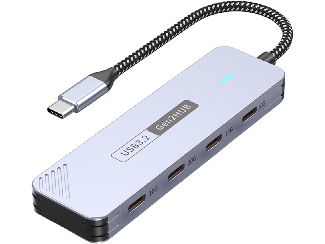 4 Replicadores De Puertos Usb-c, Velocidad De 10 Gbps, Sincronización De Datos, Carcasa De Aluminio.