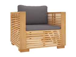 Maison Exclusive - Sillón De Jardín Con Cojines Gris Oscuro Madera Maciza Teca