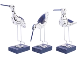Figuras Decorativas Marinas Versátil Juego 3 Piezas Madera Elegantes Sofisticadas Decorar Dormitorio Aves Azul