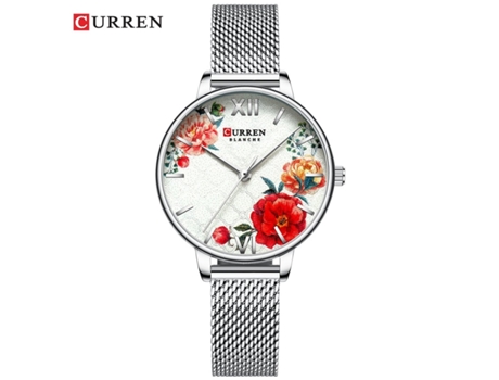 Reloj para Mujer Moda Pulsera de Malla de Acero Inoxidable Relojes de Pulsera analógicos de Cuarzo para Mujer Concha de Plata Blanca VEANXIN