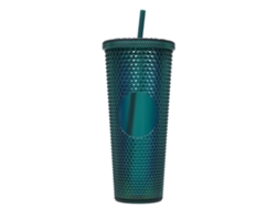 Vaso de plástico de 710 ml con tapa y pajita, vaso transparente láser reutilizable para café y batidos JEIIBRZUI