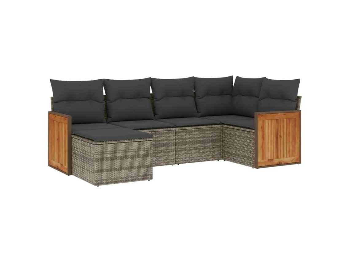 Maison Exclusive - Set De Muebles De Jardín 6 Pzas Y Cojines Ratán Sintético Gris