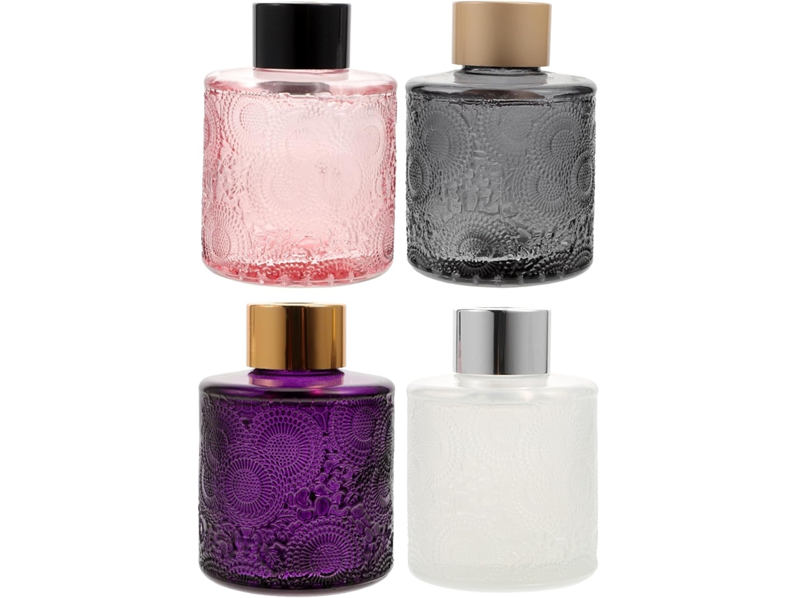Juego de 4 botellas de vidrio de 100 ml para aromaterapia, pequeños difusores rellenables para aceites esenciales, marca Gokoco