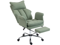 Silla De Oficina Reclinable Con Reposapiés, Color Verde.