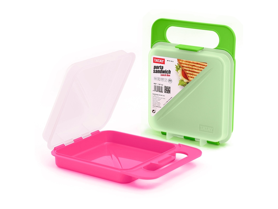 Contenedores de Alimentos TATAY Reutilizables (2 Un - Multicolor - 18 x 14 x 4.5 cm - Plástico PP05)